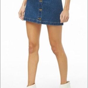 dark denim button up skirt